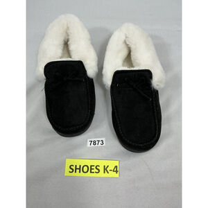 Adult New Mishansha House Moccasin Lined Slippers Men 10 Wom 12 Black White Fur